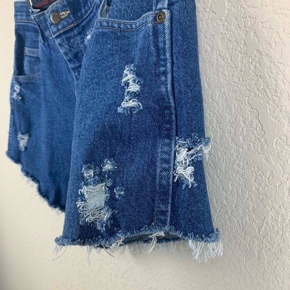 WRANGLER Distressed Denim High Rise Cut Offs Sz L - Picture 5 of 10